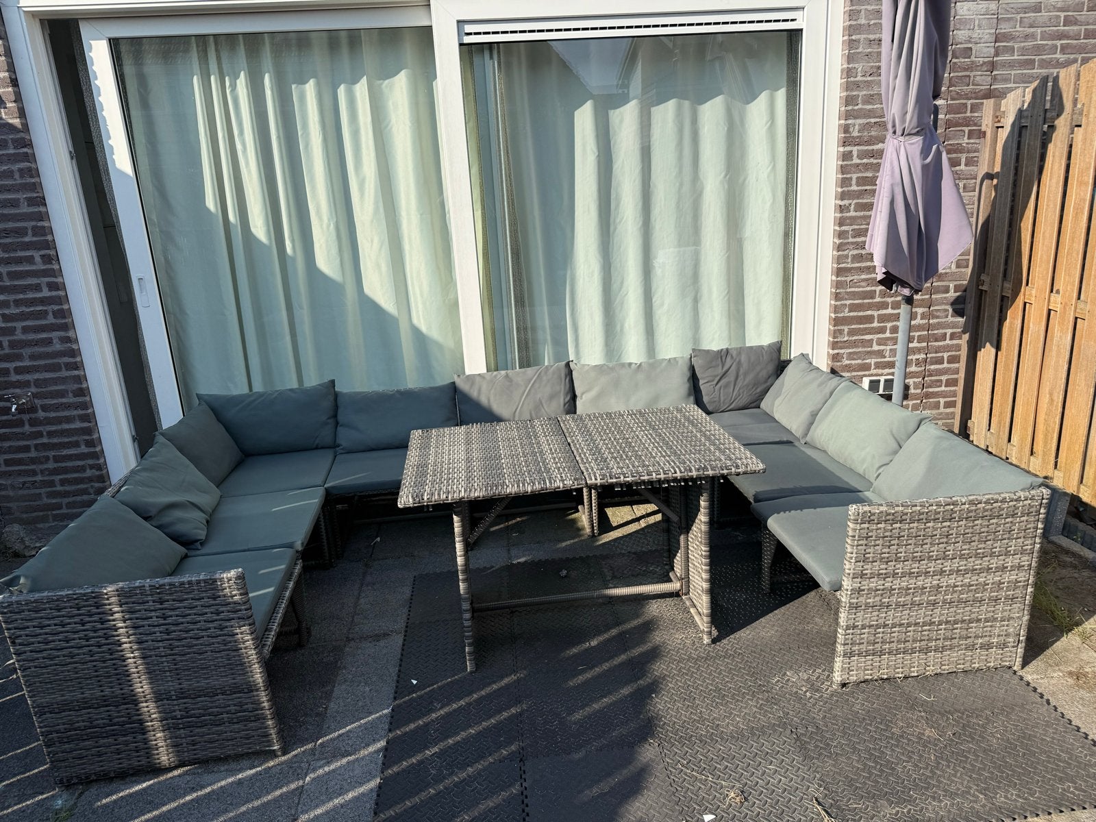Flexibele U/L-vormige loungeset met eettafel en kussens, Ophalen, Gebruikt, Meer dan 8 zitplaatsen, Loungeset