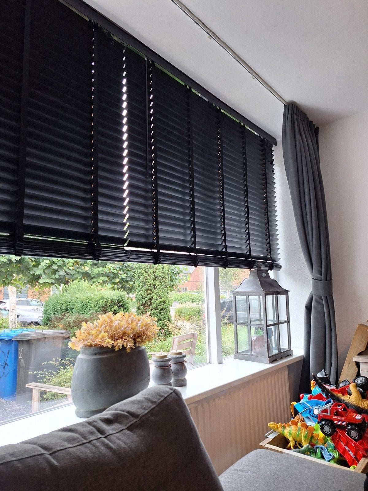 Zwarte houten jaloezieën stevig, kwaliteit, Huis en Inrichting, Ophalen, Jaloezie, 200 cm, Gebruikt