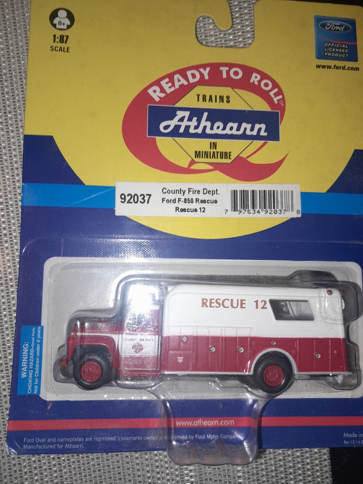 Athearn Ford F-850 Rescue 12 Brandweerwagen Schaal 1:87, Hobby en Vrije tijd, Modeltreinen | H0, Ophalen of Verzenden, Nieuw, Overige merken