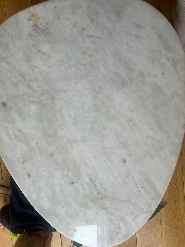 Sissy boy Salontafel met marmeren blad en houten onderstel, Ophalen, 100 tot 150 cm, 50 tot 100 cm, Zo goed als nieuw