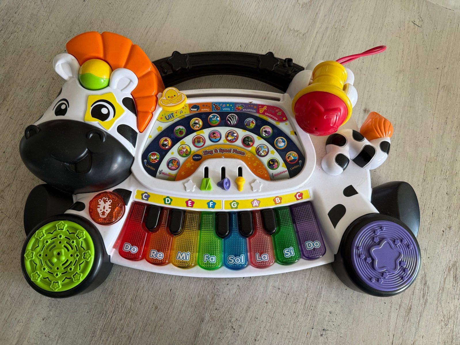 VTech Zebra Muziekpiano met Microfoon - Zo goed als nieuw, Ophalen of Verzenden, Zo goed als nieuw, Overige typen, Met licht