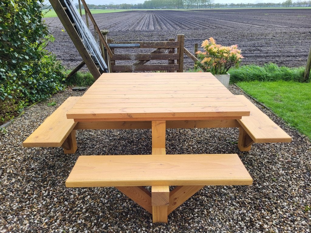 Picknicktafel vierkant douglas/lariks hout, Niet ingevuld, Nieuw, Ophalen of Verzenden, Niet ingevuld