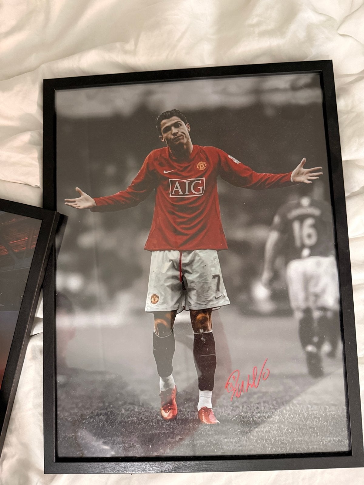 Ingelijste Cristiano Ronaldo Manchester United Print, Ophalen of Verzenden, Zo goed als nieuw, Minder dan 50 cm, Print