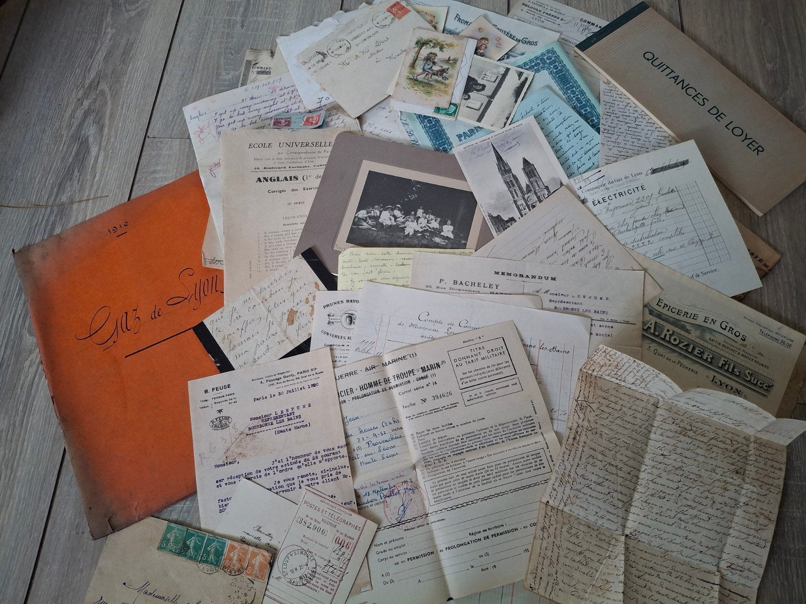 Grote collectie antieke Franse documenten, brieven, foto, Ophalen of Verzenden