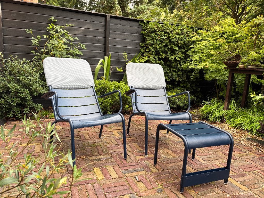 Set: 2x Luxembourg Low fauteuil, 1x bank - Deep Blue, Ophalen, Zo goed als nieuw, Aluminium