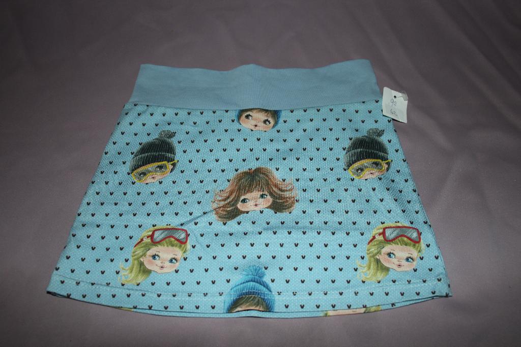 Handgemaakte A-Lijn meisjes rok blauw ski print hart 92 #62, Ophalen of Verzenden, Nieuw, Meisje, Jurk of Rok