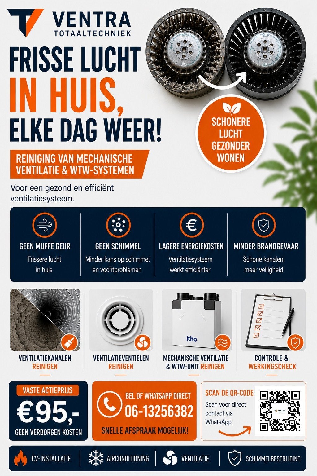 Kanalen reinigen | Ventilatie | Betere lucht in huis, Ophalen of Verzenden, Nieuw, Overige typen