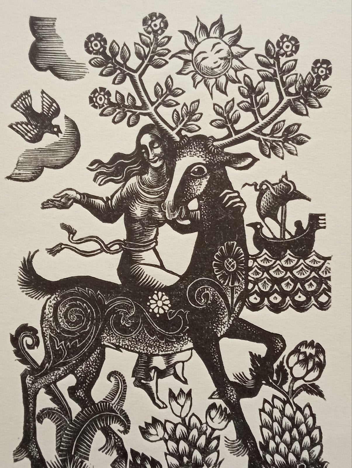 Pam Rueter Houtgravure 1948, Ophalen of Verzenden, Gelezen