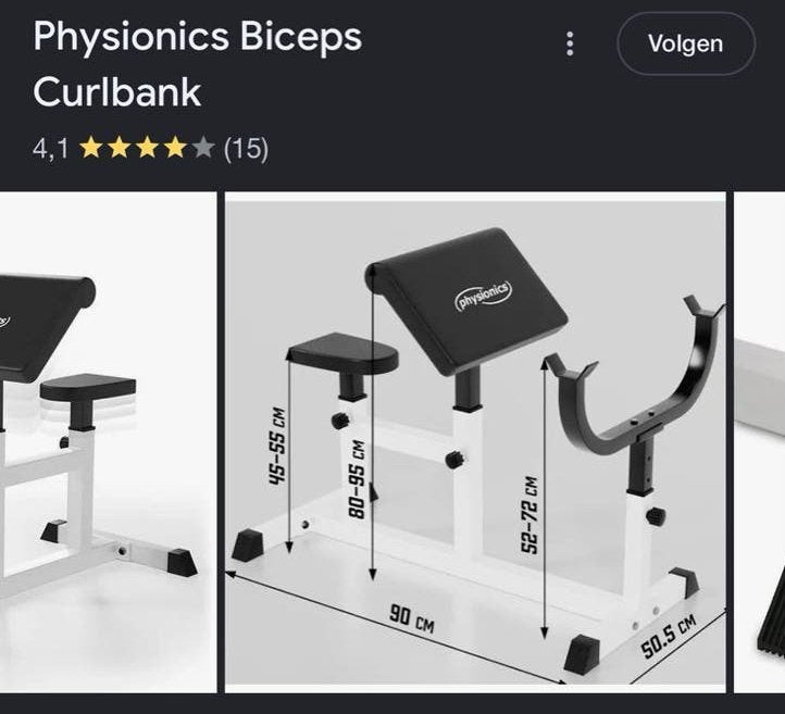 Physionics Biceps Curlbank - Nieuw in doos, Ophalen, Krachtstation, Metaal, Armen