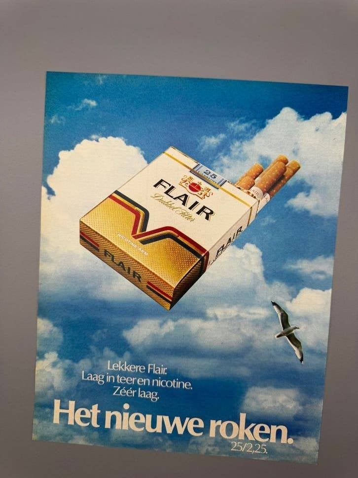 Vintage reclame Flair, het nieuwe roken, meeuw, Verzenden, Gebruikt, Overige typen