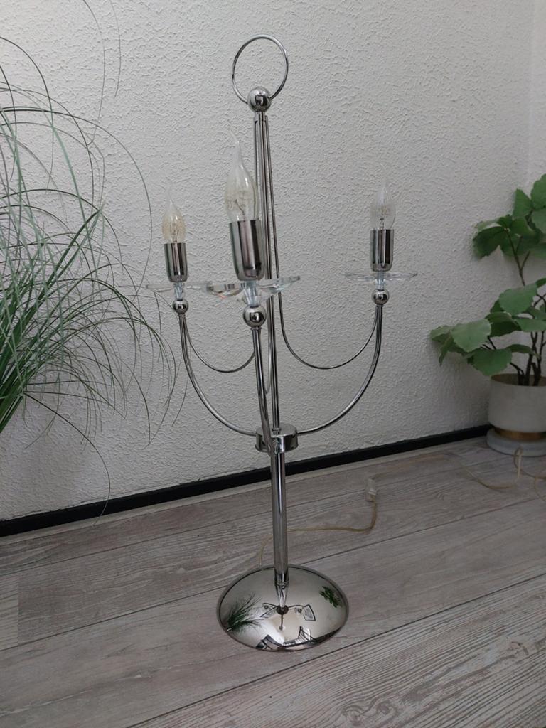 HABUFA Tafellamp met 3 Lichtpunten - Chroom/Kristal, Ophalen of Verzenden, Zo goed als nieuw, Glas, Modern, Elegant, Chroom, Kristal
