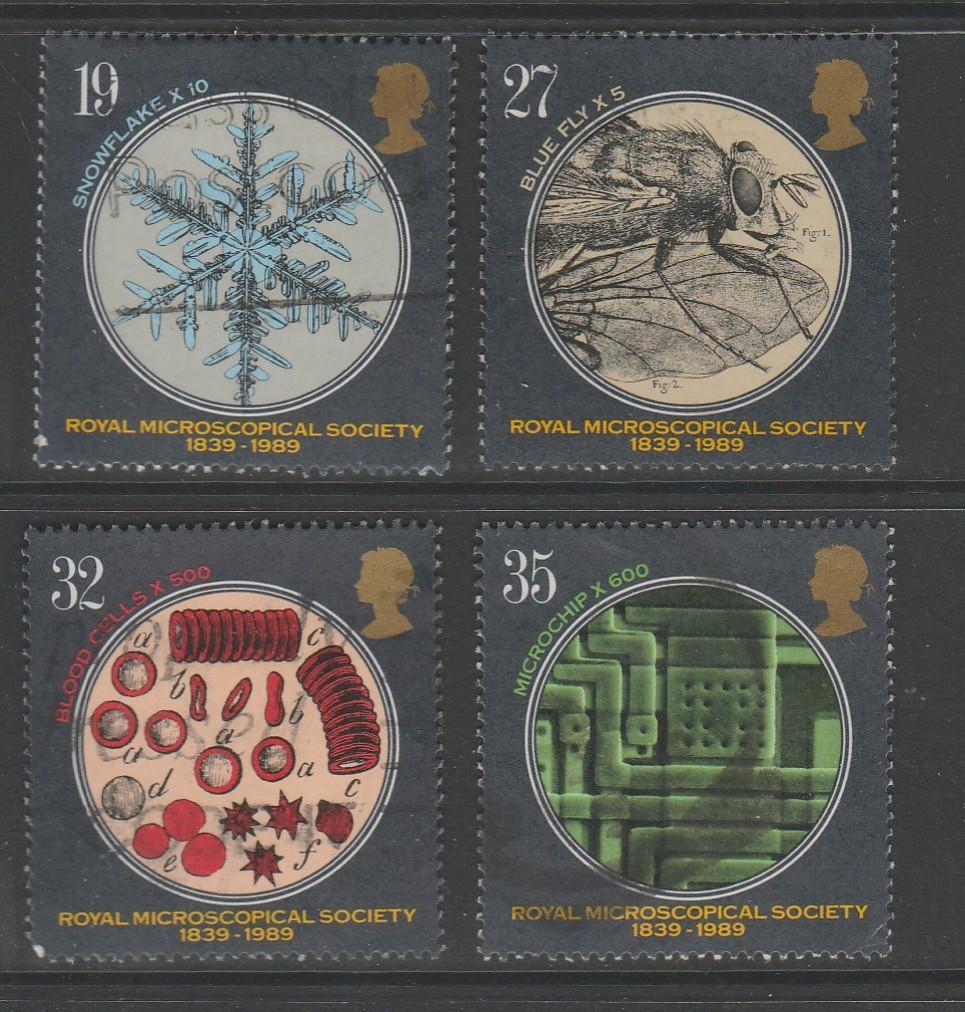 GB - Michelnr 1218-1221 - beelden door microscoop, Postzegels en Munten, Verzenden, Gestempeld