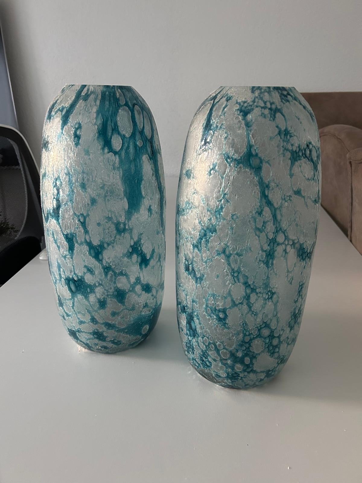 Set van 2 Intratuin vazen, turquoise en zilver, Antiek en Kunst, Ophalen