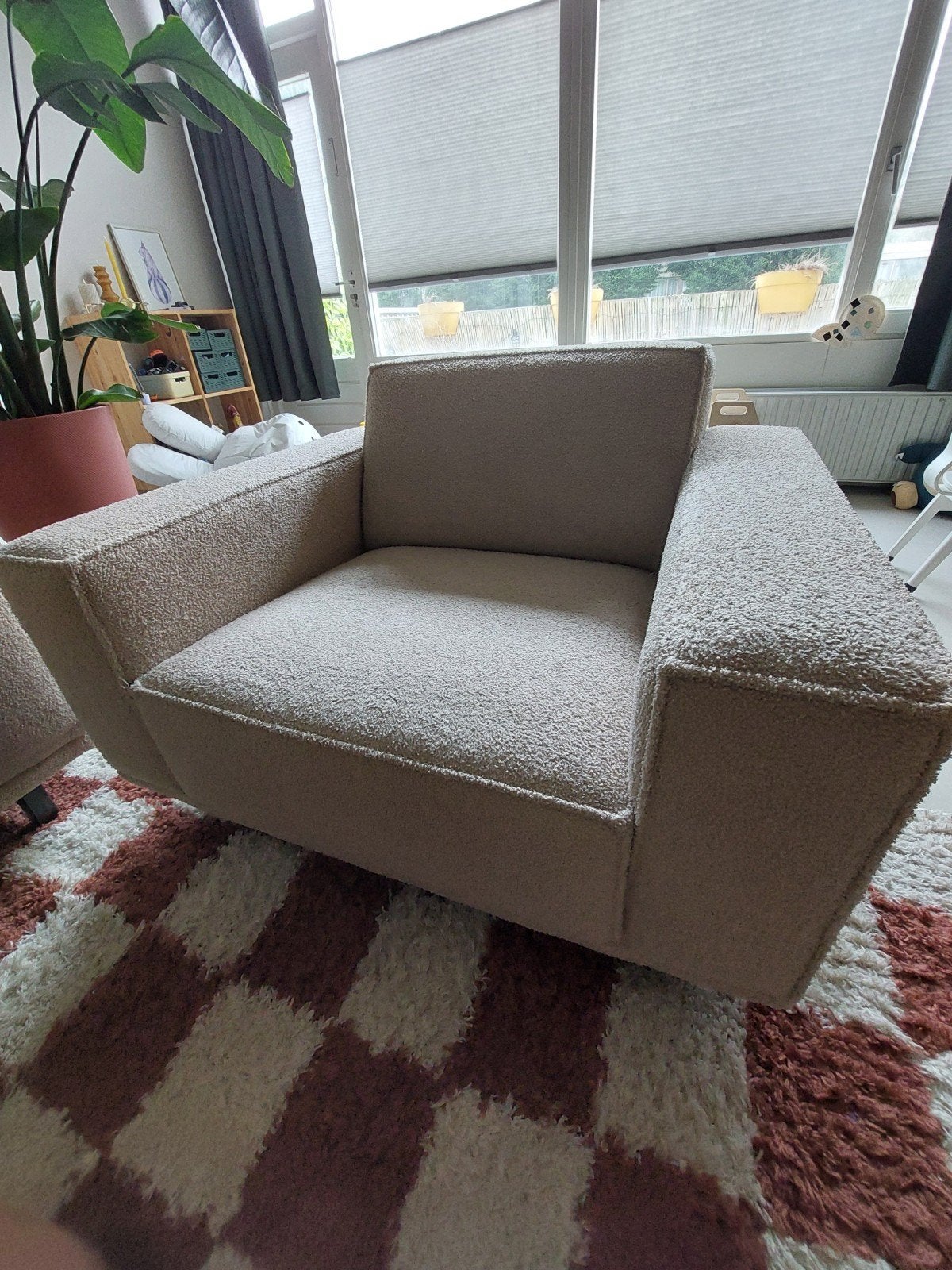 1.5 zits fauteuil HACO teddy boucle stof, Ophalen, Zo goed als nieuw, 75 tot 100 cm, Stof