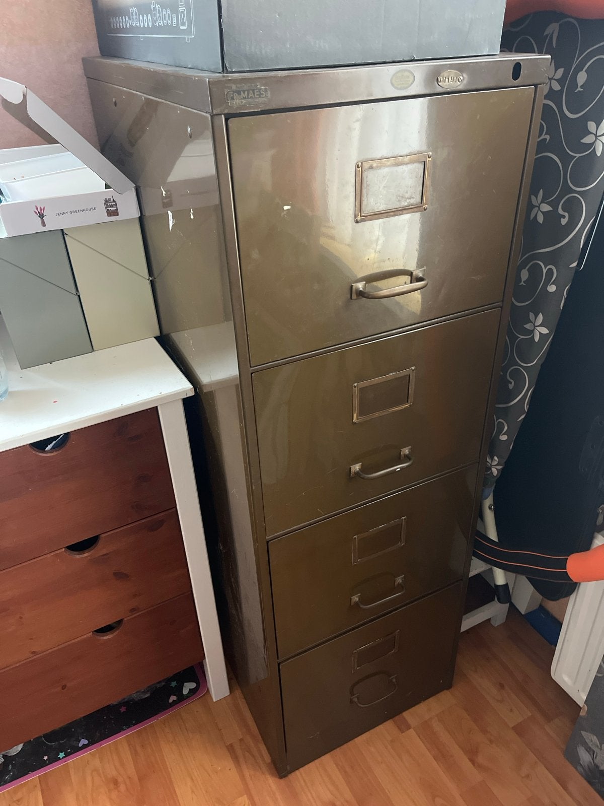 Vintage Art Metal Archiefkast - 4 Laden olijf leger groen, Ophalen
