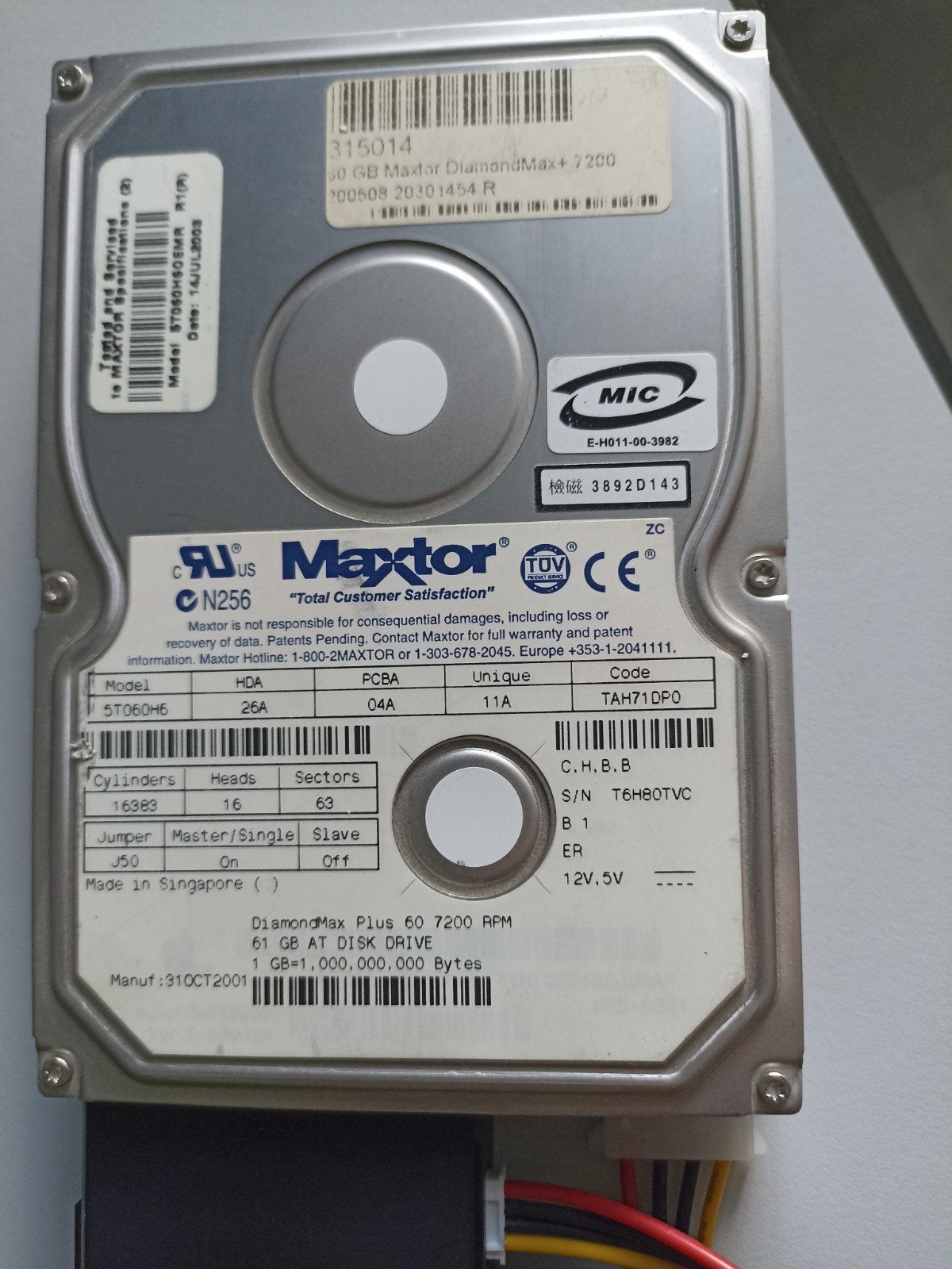 Maxtor DiamondMax Plus 60GB IDE Harde Schijf, Computers en Software, Maxtor, Intern, Gebruikt, HDD