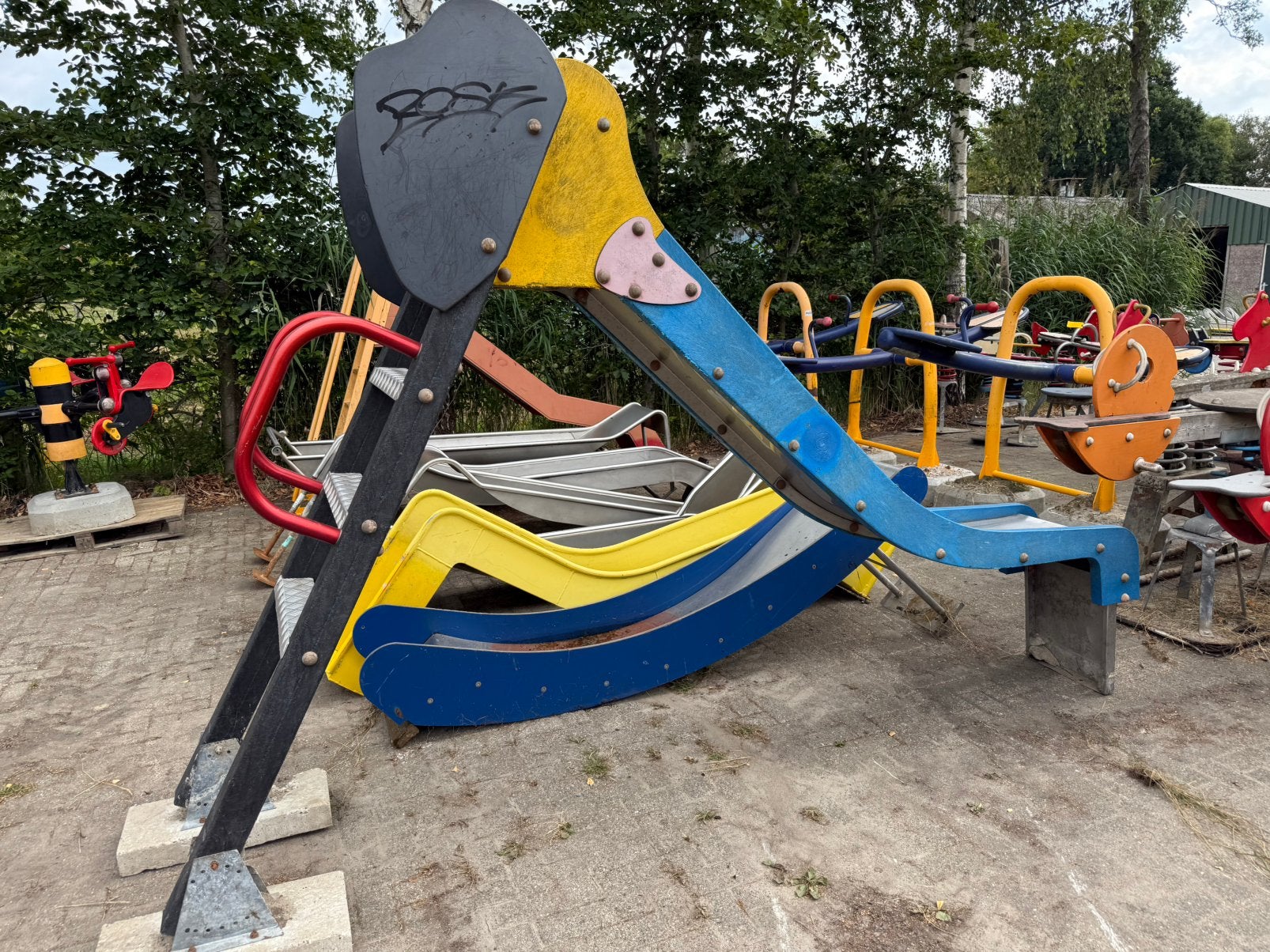 Glijbaan rvs kunststof, Kinderen en Baby's, Ophalen, Glijbaan