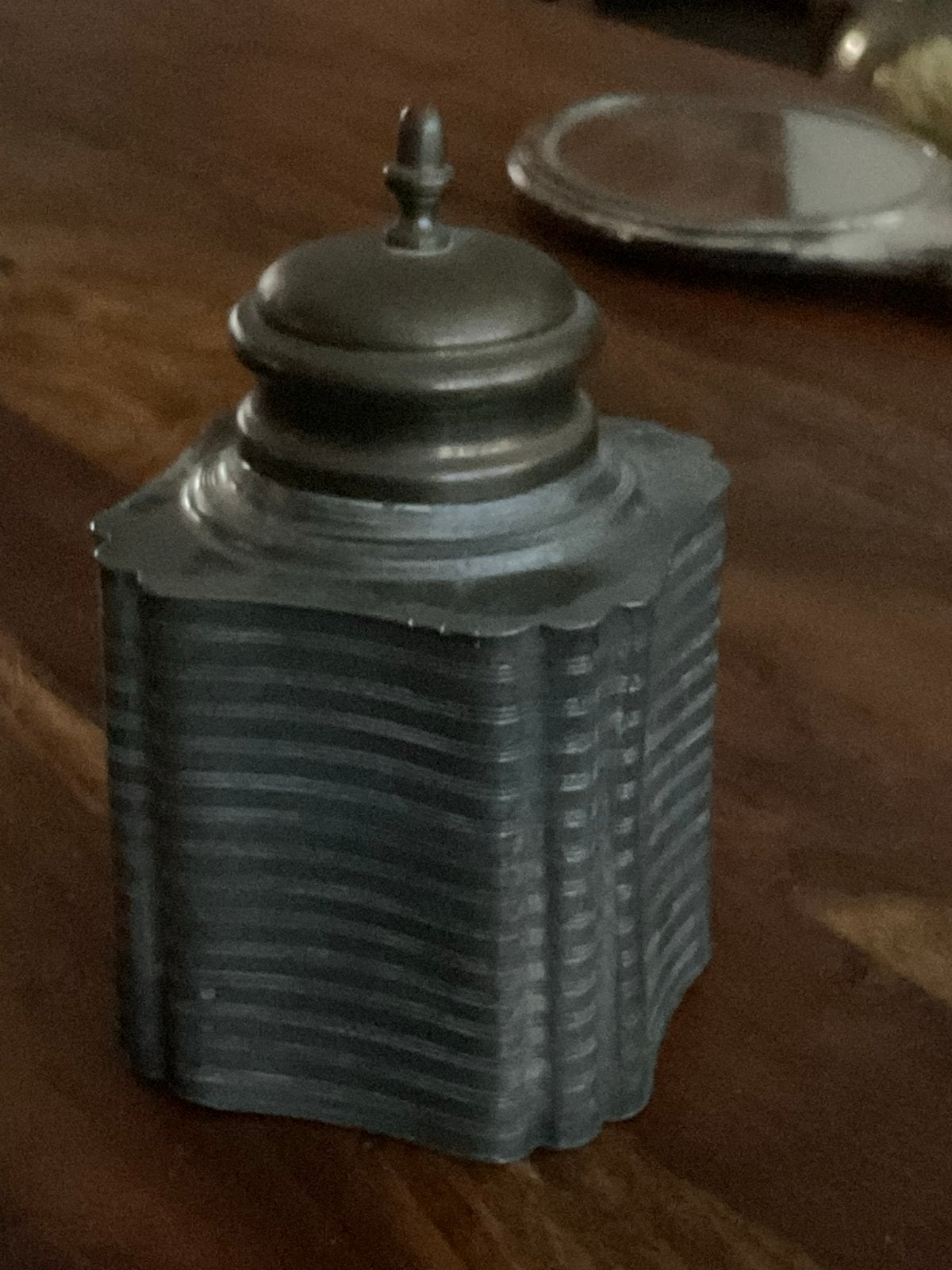 Antieke / Vintage Tinnen Theebus (13 cm) – Gemerkt met 5, Ophalen of Verzenden