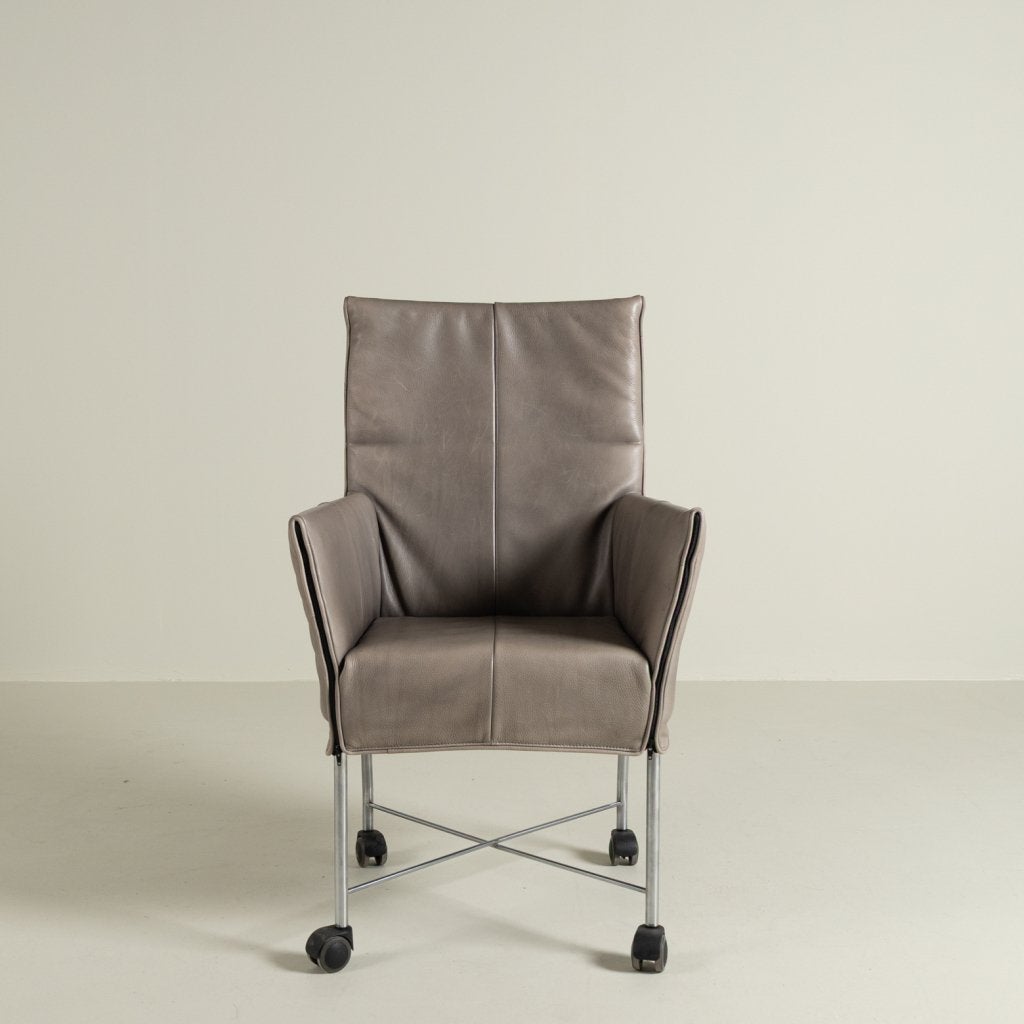 Montis Chaplin Stoel Taupe Leer - Aluminium (Op Wielen), Niet ingevuld, Gebruikt, Niet ingevuld, Niet ingevuld
