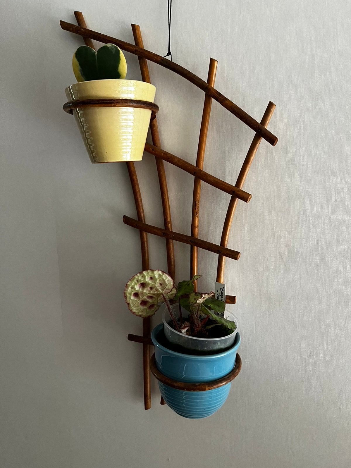 Vintage Rotan Bamboe Planten Bloempothouder Incl ADCO Pot, Ophalen of Verzenden, Wanddecoratie, Hout