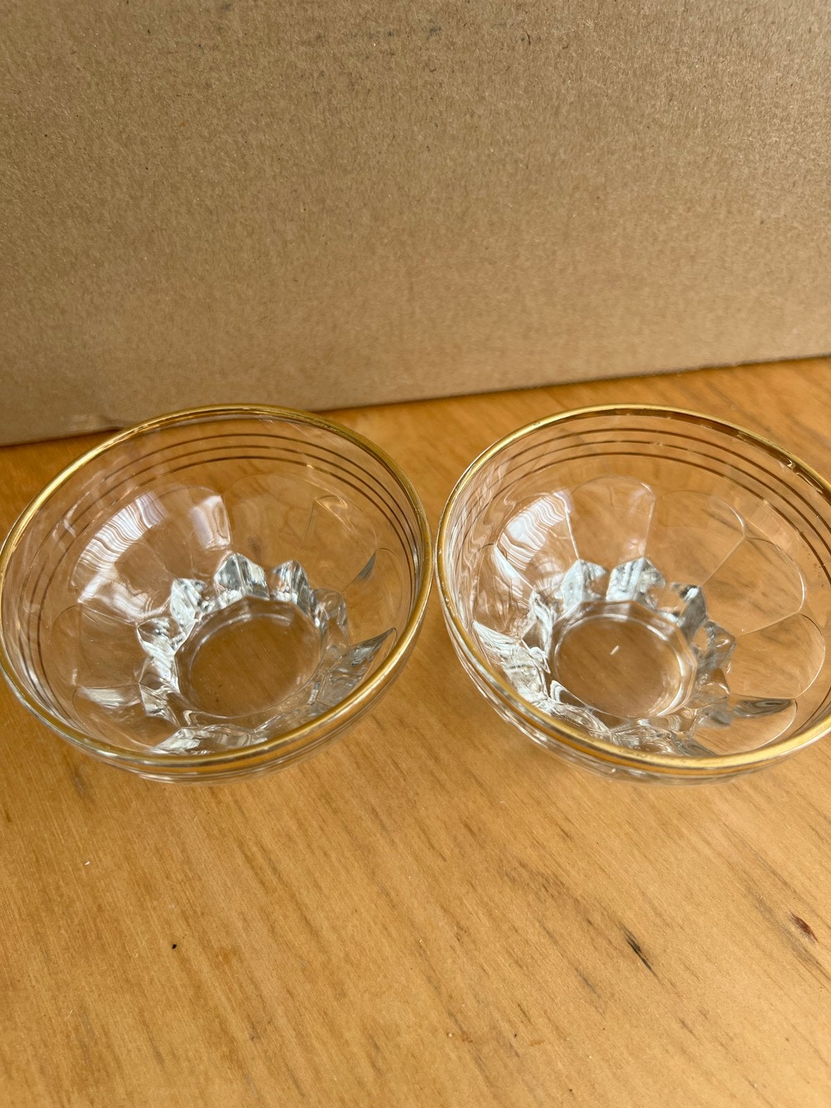 6 vintage Glazen Dessertschaaltjes met Gouden Rand, Ophalen of Verzenden