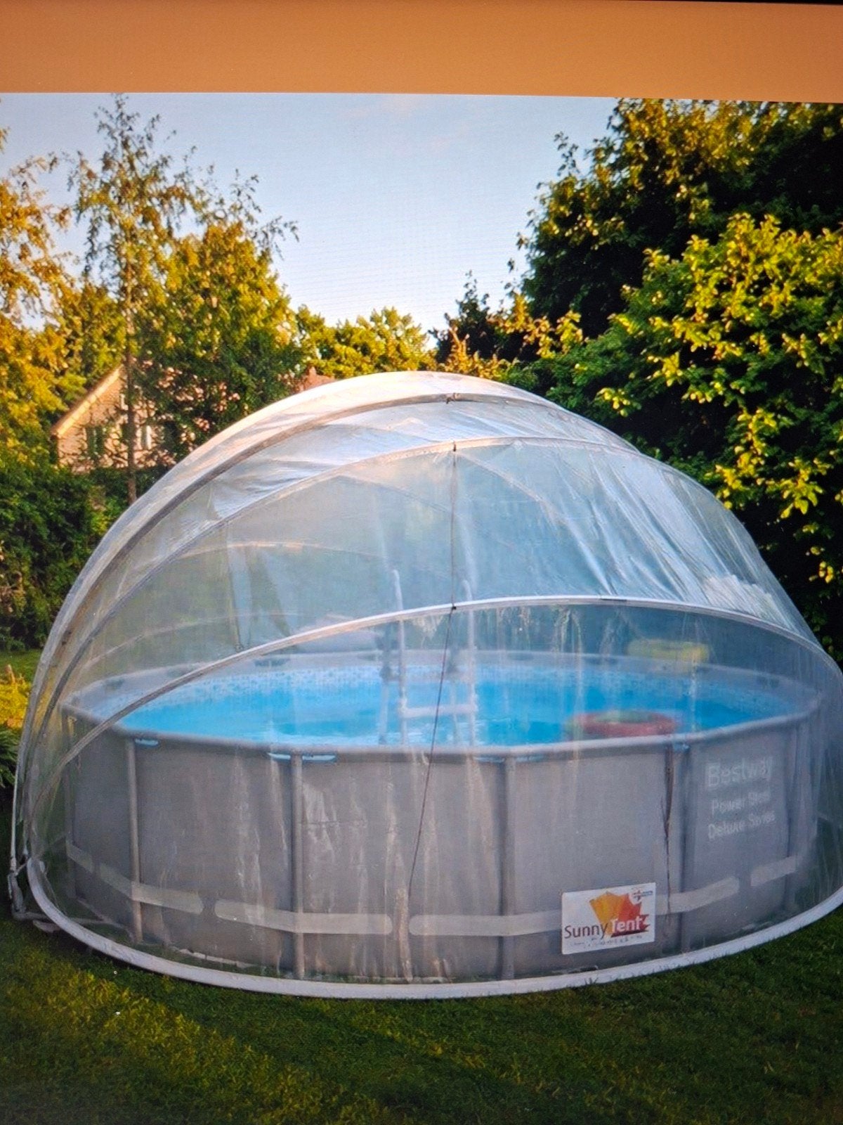 Zwembadonderdelen zandfilterpomp met SunnyTent overkapping e, Ophalen, Gebruikt, Afdekzeil