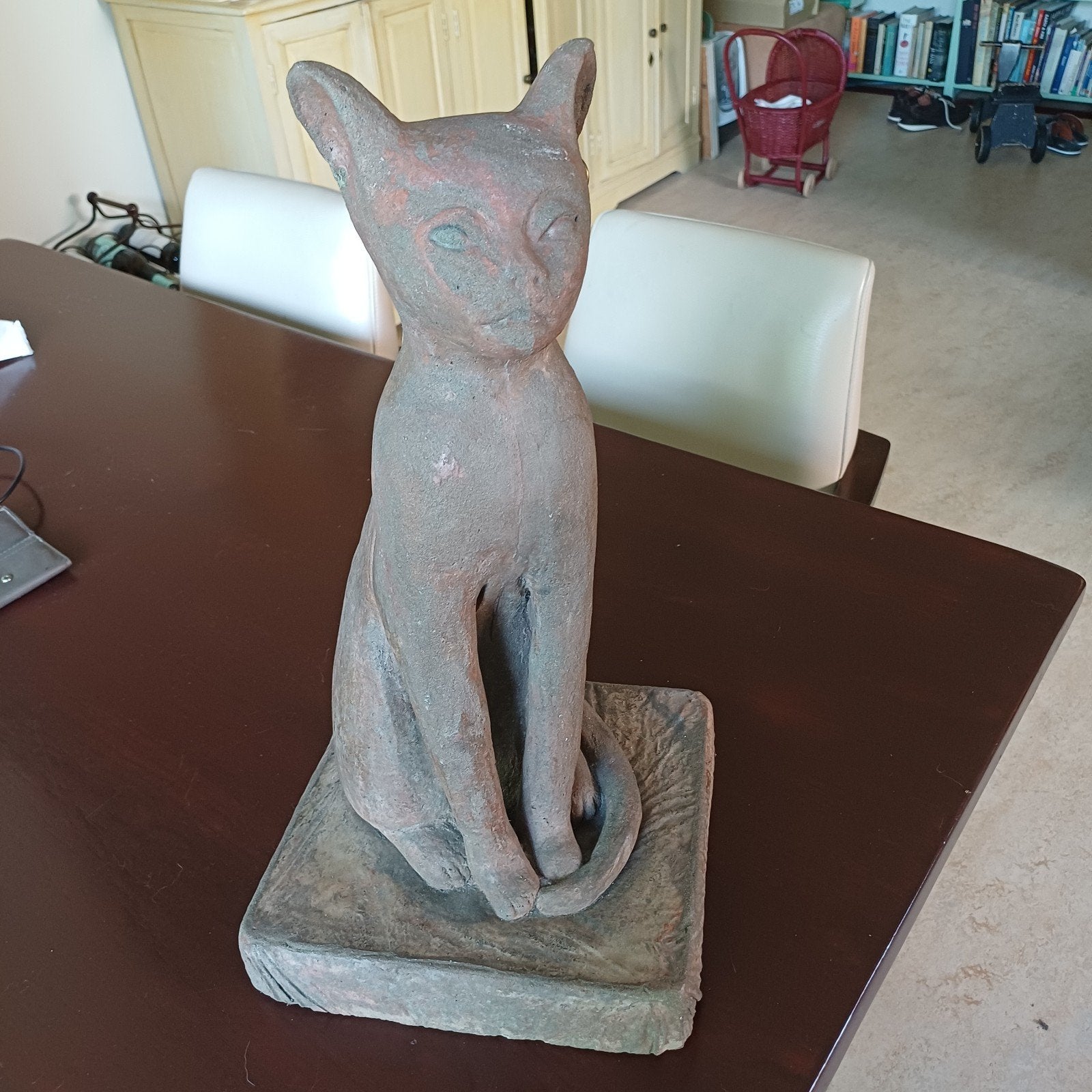 Vintage Kattenbeeld - Egyptisch, van klei, 47 cm, Ophalen