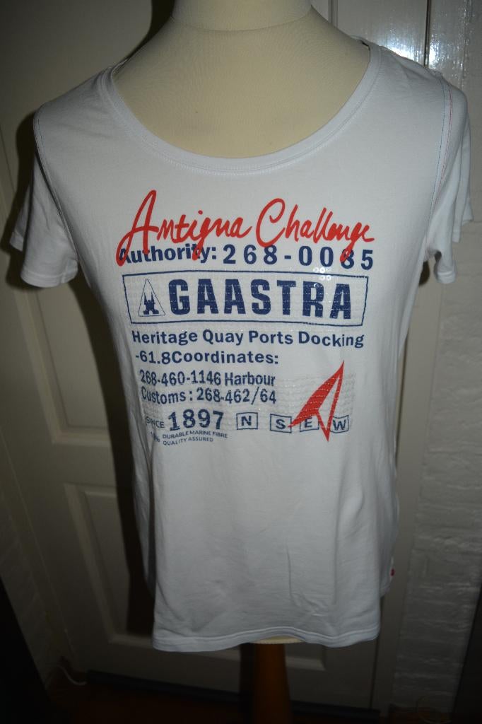 Gaastra, wit sportief t/shirt met opdruk, mt (X)L, Maat 52/54 (L), Gaastra, Wit, Ophalen of Verzenden
