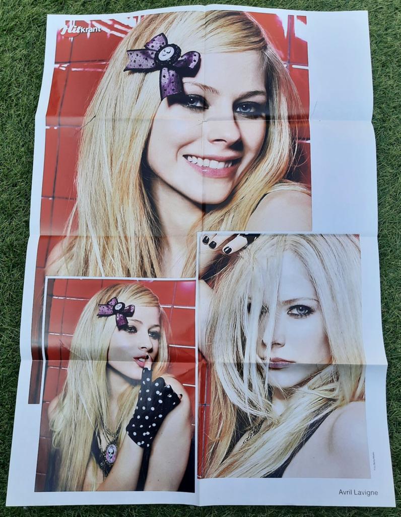 Grote Poster Hitkrant 2008 Avril Lavigne / Chris Brown, Ophalen of Verzenden, Gebruikt, A1 t/m A3, Muziek