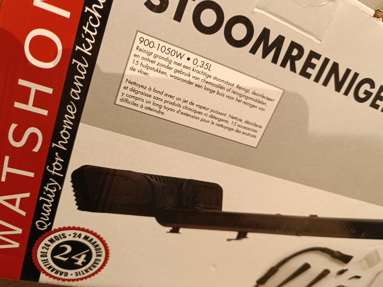 stoomreiniger watshome 1050 watt 0,35 liter nieu, Nieuw, Stoomreiniger, Ophalen of Verzenden, A