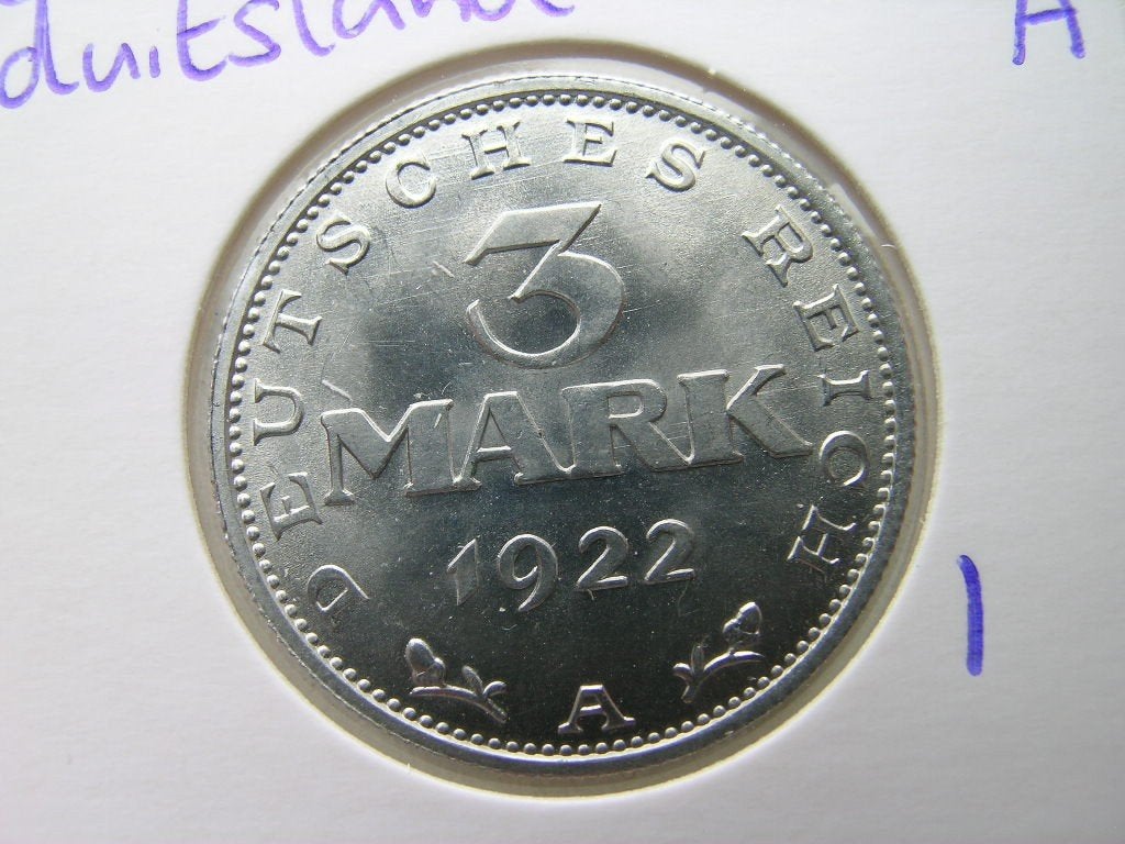 3 Mark 1922 A Duitsland, Postzegels en Munten, Munten | Europa | Niet-Euromunten, Ophalen of Verzenden, Duitsland, Losse munt