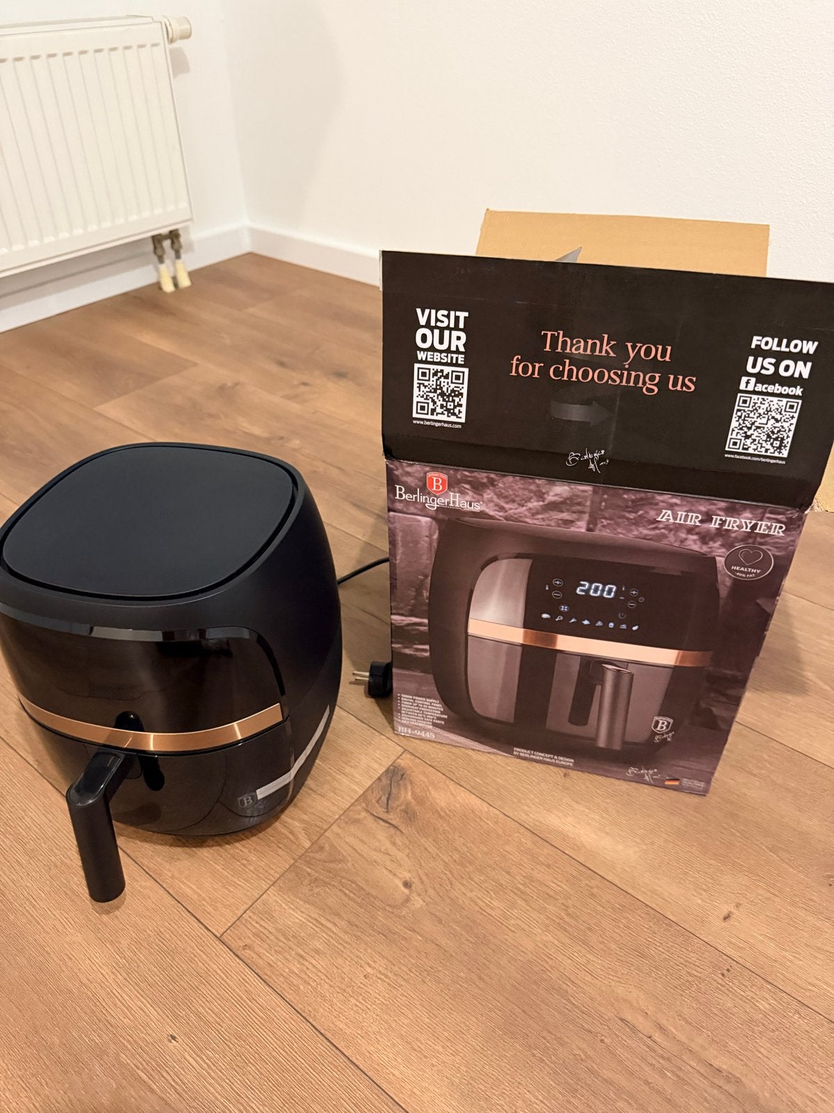 Berlinger Haus Airfryer BH-9445 Zwart Roségoud, Ophalen of Verzenden, Zo goed als nieuw, Airfryer, 1000 t/m 1499 gram
