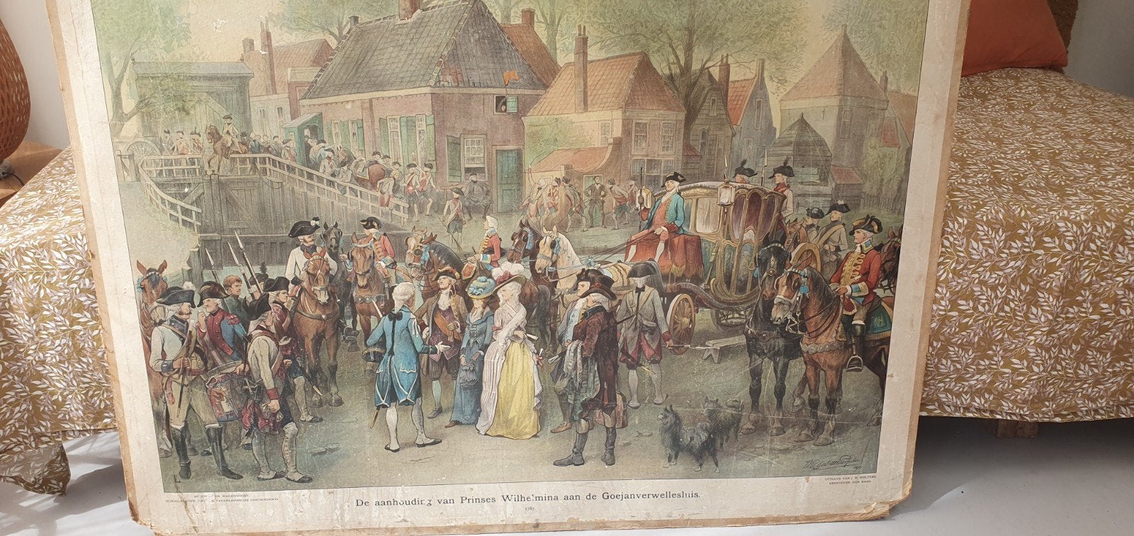 Historische Schoolplaat: Aankomst Prins Willem V, Antiek en Kunst, Antiek | Schoolplaten, Ophalen