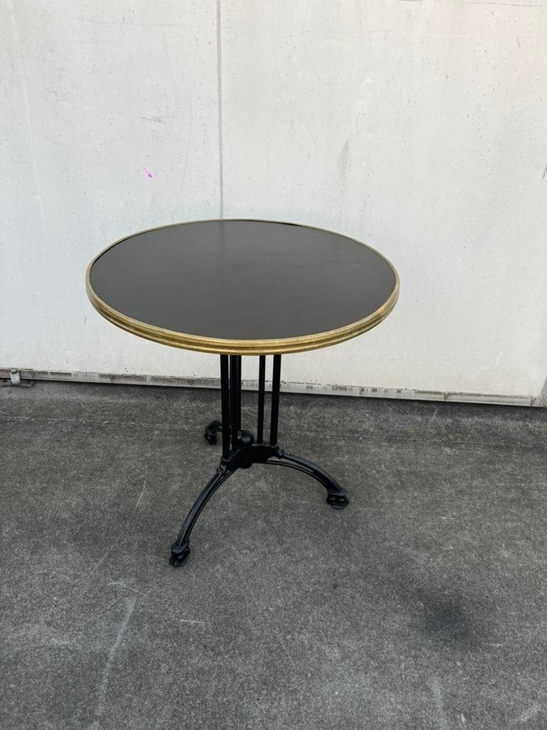 4 stuks Franse bistro horeca Terras tafels messing rand, Tuin en Terras, Tuintafels, Ophalen, Rechthoekig
