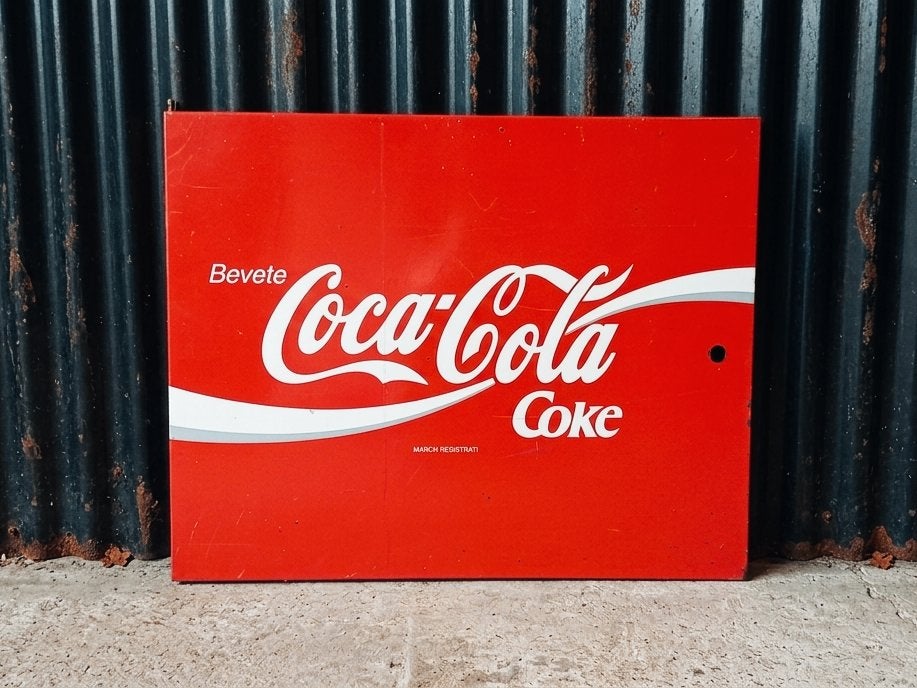 Oud Reclamebord Vintage Coca-Cola Automaat USA geen Emaille, Verzamelen, Verzenden, Gebruikt, Reclamebord