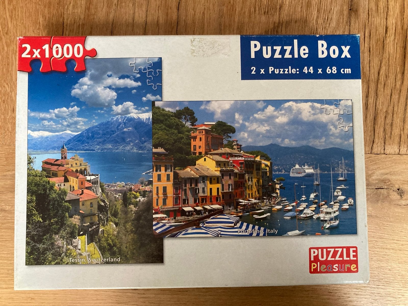 2x1000 Stukjes Legpuzzel Box: Tessin & Portofino, Ophalen of Verzenden, 500 t/m 1500 stukjes, Zo goed als nieuw, Legpuzzel