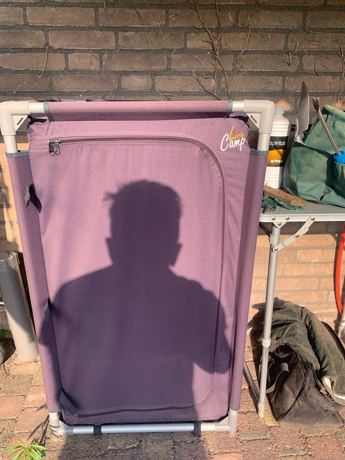 Handige opvouwbare campingkast met 3 planken, Ophalen of Verzenden, Gebruikt