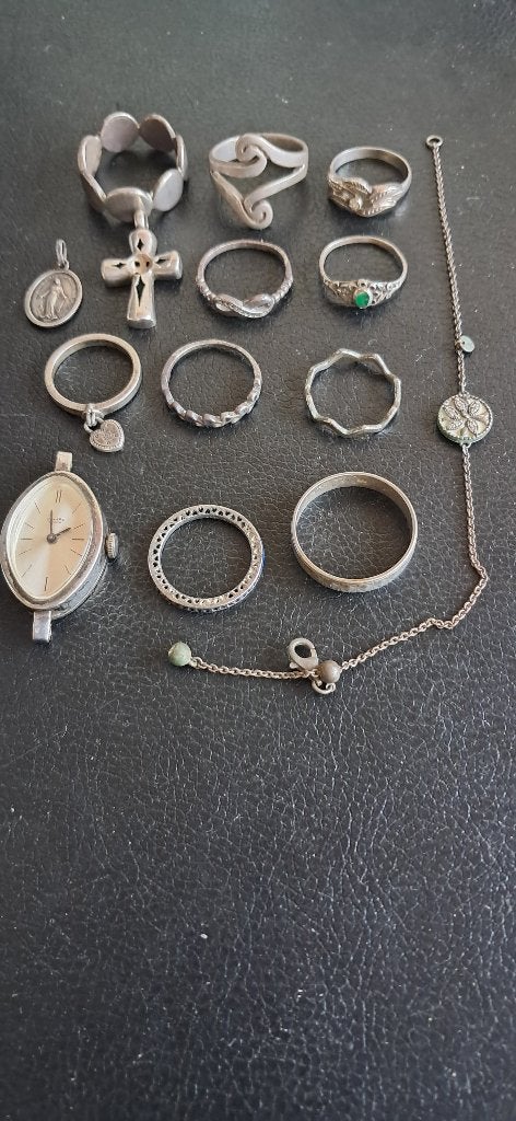 14  zilveren sieraden, Sieraden, Tassen en Uiterlijk, Ringen, 18 tot 19, Gebruikt, Ophalen of Verzenden, Dame of Heer