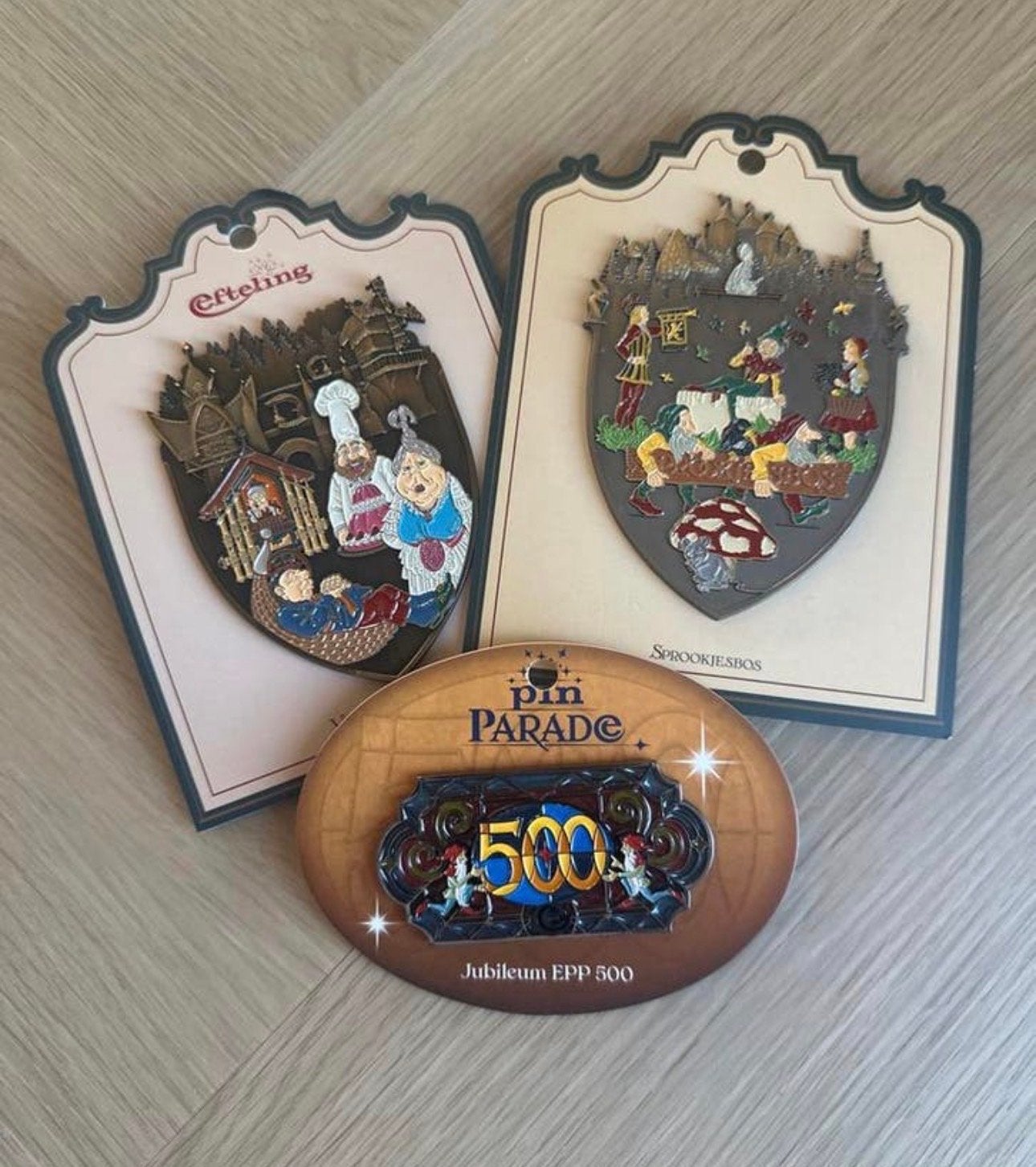 Efteling Pin Parade: Sprookjesbos, Efteling en Jubileum EPP, Ophalen of Verzenden, Nieuw, Button of Speldje