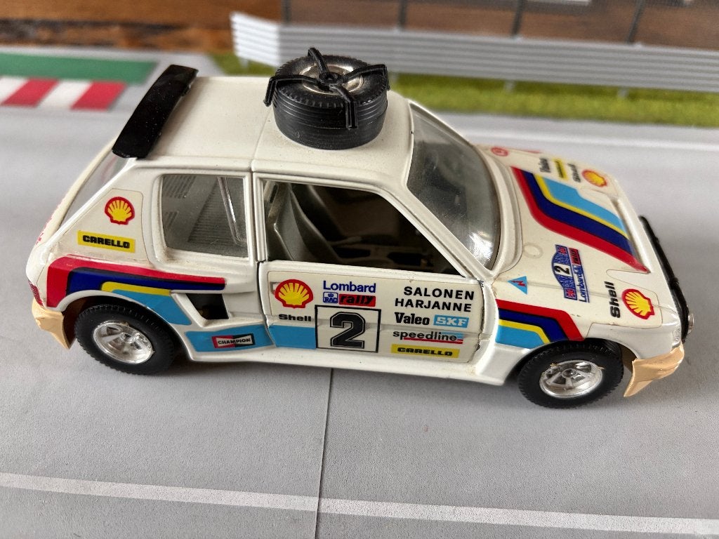Peugeot 205 Turbo RAC Rally Burago, Ophalen of Verzenden, Zo goed als nieuw, Auto, Bburago