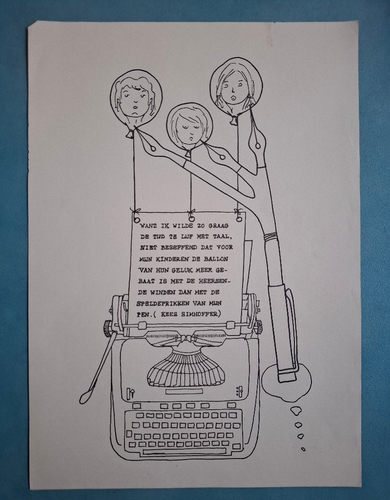 Litho Rijmprenten Dichter Kees Simhoffer 1974 No.5, Antiek en Kunst, Ophalen of Verzenden