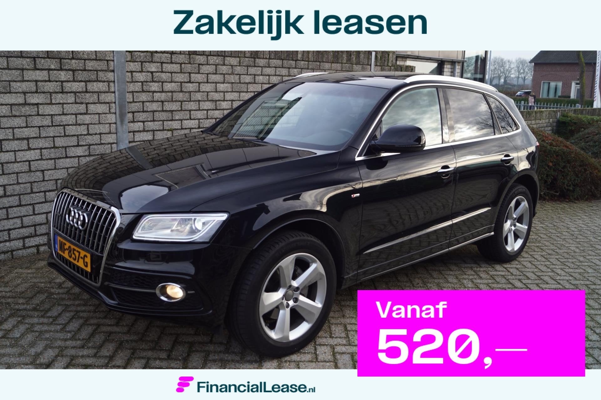 Audi Q5 2.0 TFSI Quattro S Line Autom Panodak Half Leder/Sto, Automaat, Gebruikt, 4 cilinders, Leder en Stof