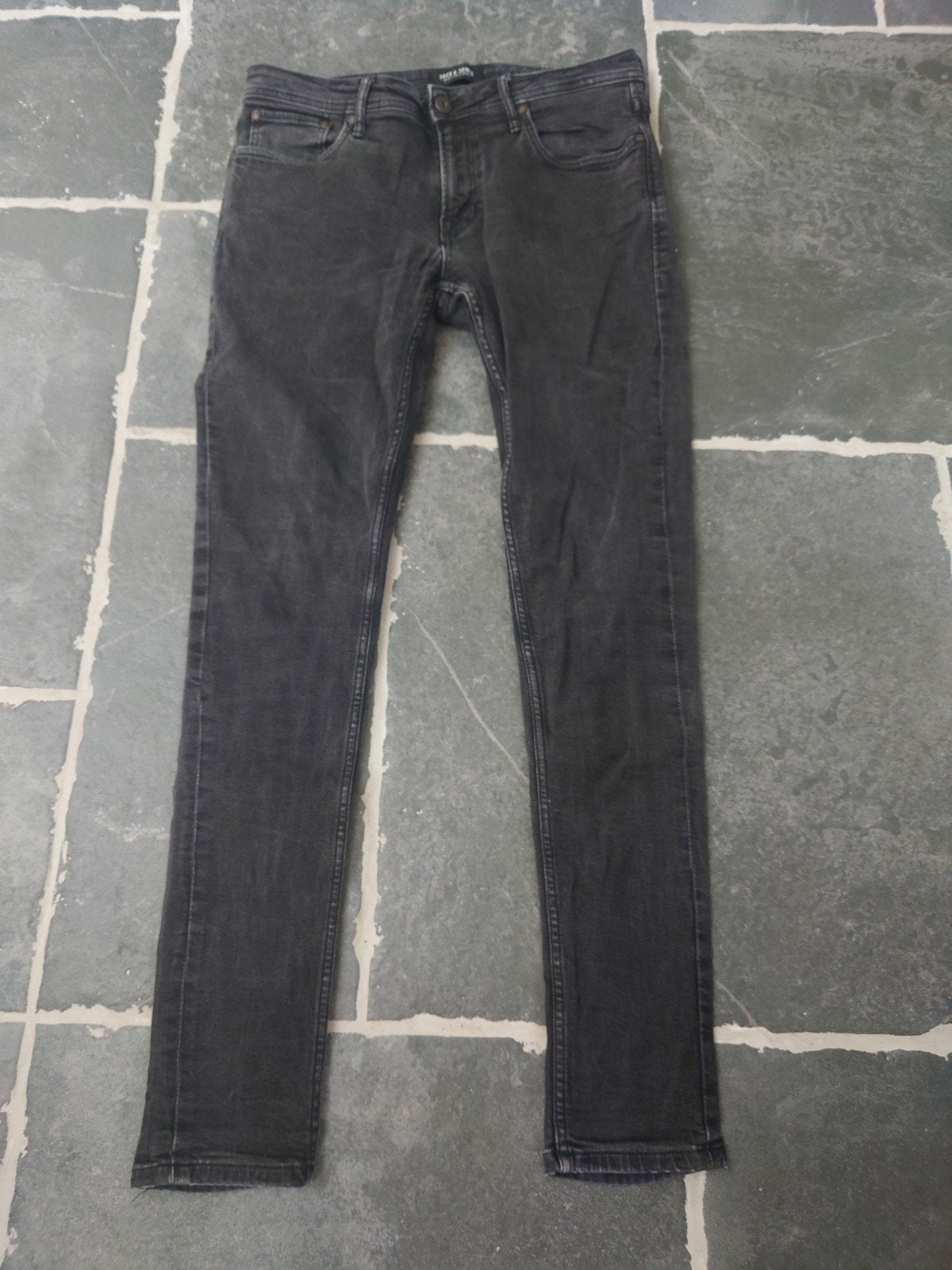 Jack & Jones, Skinny Fit / Tom, grijs, W31 L32, zgan Rob3132, W32 (confectie 46) of kleiner, Ophalen of Verzenden, Zo goed als nieuw