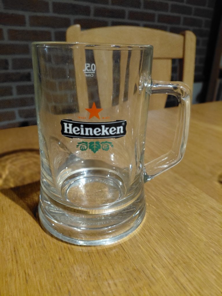 Heineken bierglas 0.5 ltr, Ophalen, Zo goed als nieuw, Glas of Glazen, Heineken