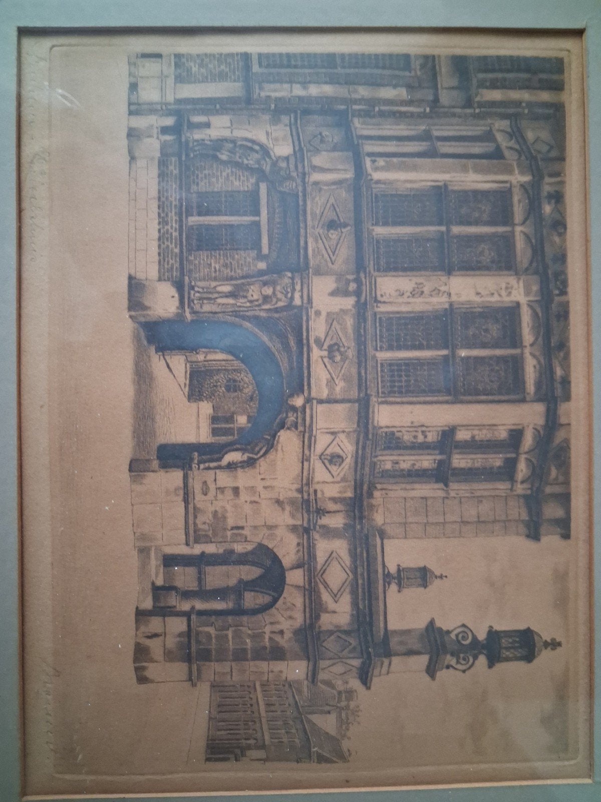 Antieke Ets van het Duivelshuis in Arnhem, Ophalen, Architectuur, Ets, 1800 - 1899