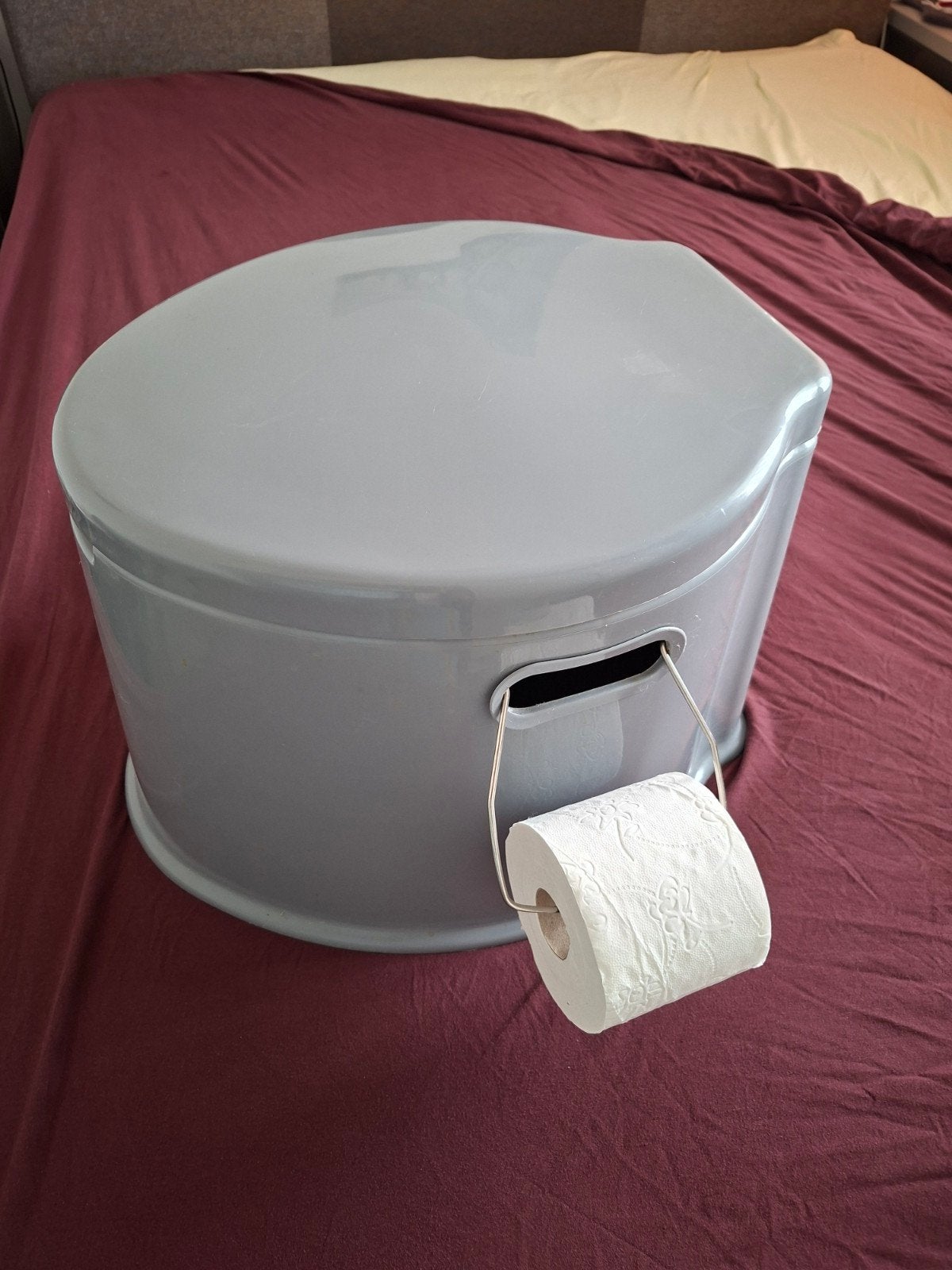 Draagbaar Camping Toilet - Grijs weinig gebruikt, Caravans en Kamperen, Kampeeraccessoires, Gebruikt, Ophalen of Verzenden