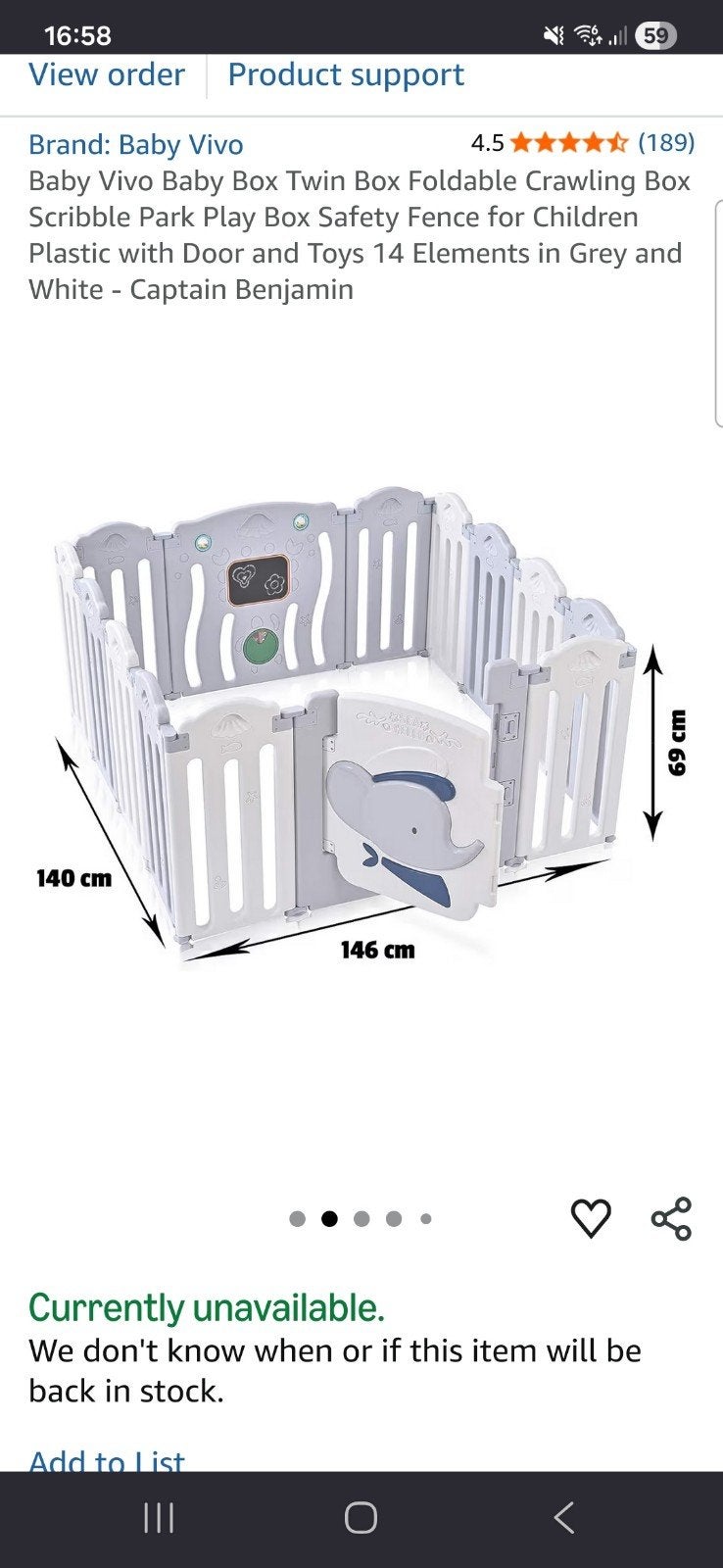 Opvouwbare baby box - als nieuw, Kinderen en Baby's, Ophalen, Zo goed als nieuw