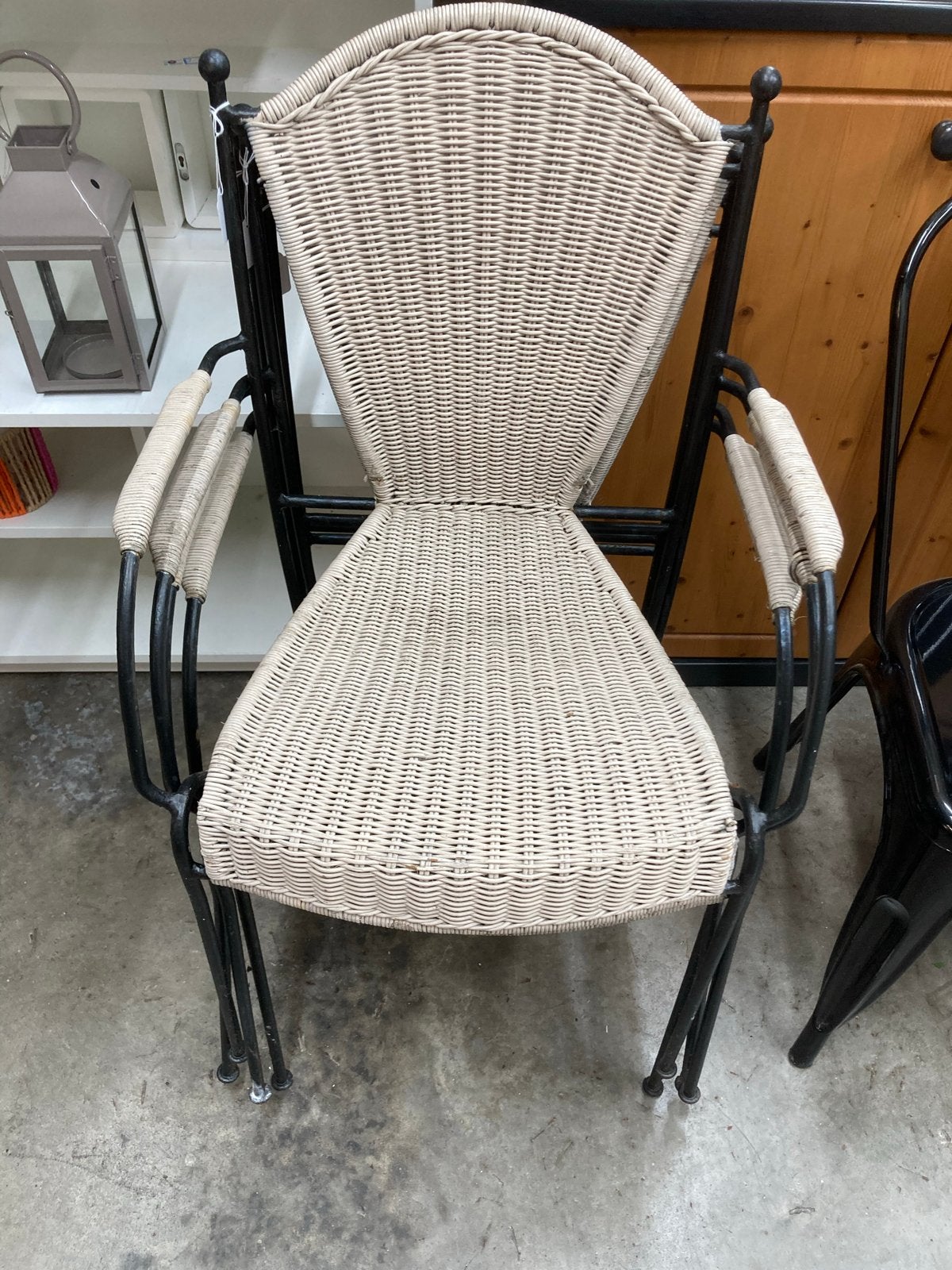 3 stapelbare stoelen met rieten leuning en zitting, Gebruikt, Overige kleuren, Drie, W