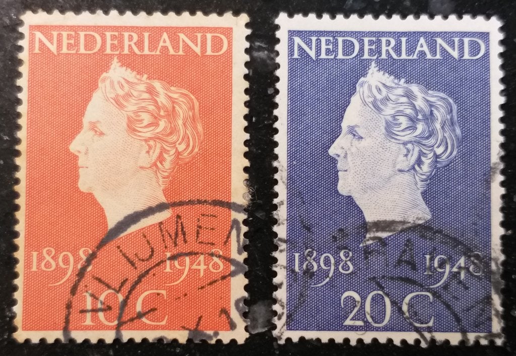 POSTZEGELS NEDERLAND 50 JR REGERINGSJUBILEUM WILHELMINA, Verzenden, Na 1940, Gestempeld