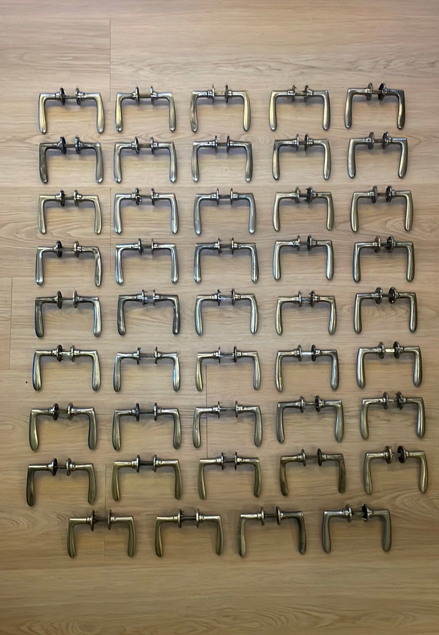 33x set ’Lepel’ Deurklinken Antiek Jaren 30 NIKKEL & MESSING, Ophalen of Verzenden